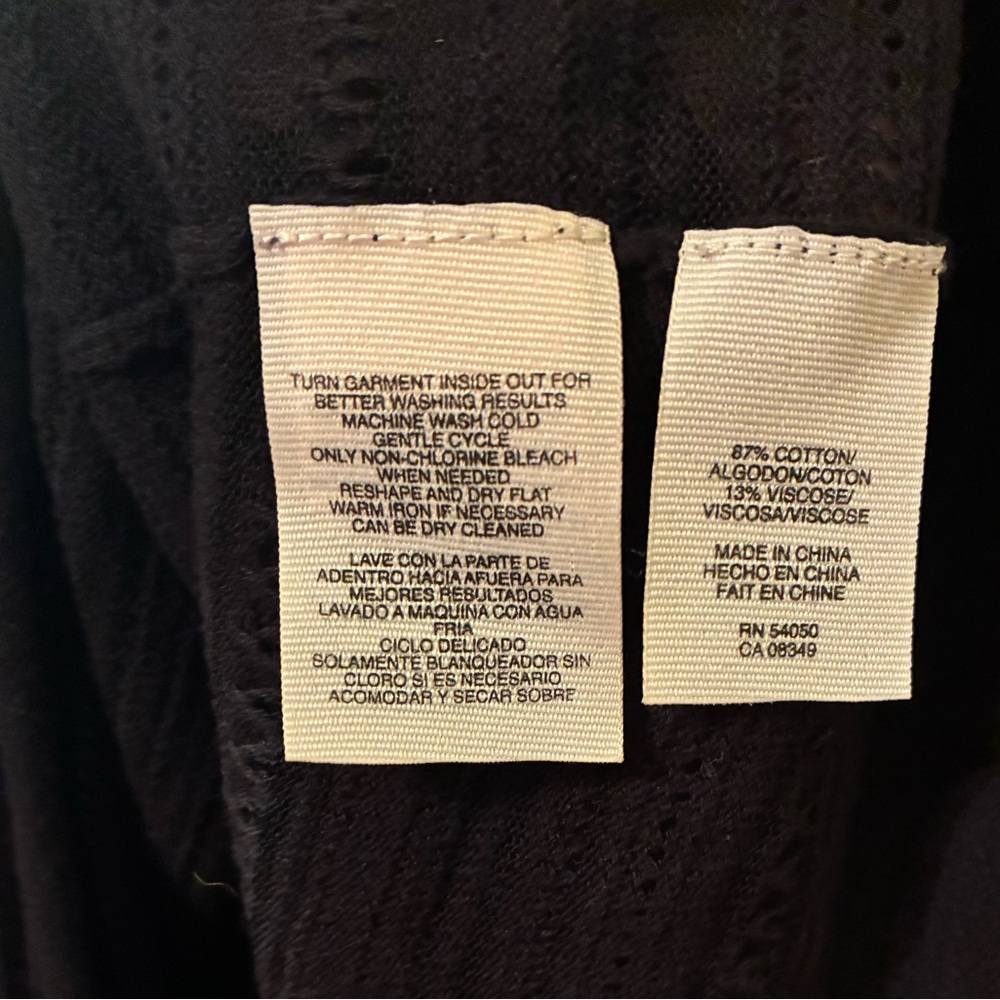 RACHEL Rachel Roy Black Long Sleeve Open Knit See-Thru Sweater Top Layering  S - Picture 7 of 7